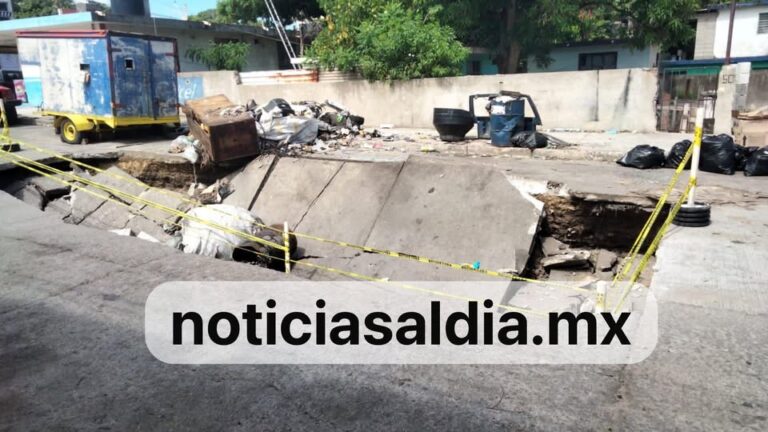 Colapsa pavimento en zona norte de Tampico
