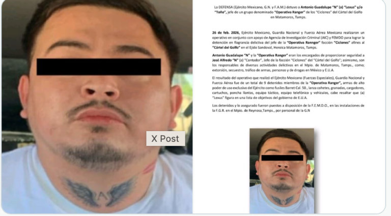 Cae “Lexus”, presunto líder de célula ligada al Cártel del Golfo en Matamoros