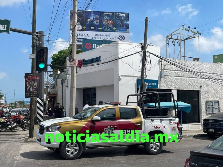 PERSECUCIÓN DE INFARTO EN EL CENTRO DE TAMPICO! CAE VEHÍCULO CLAVE TRAS ASALTO A BANCO