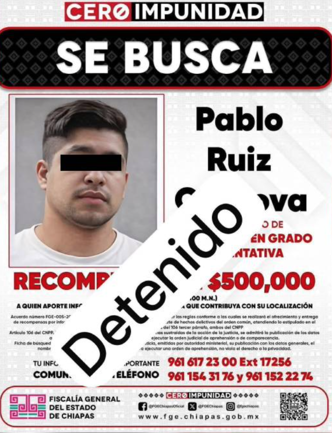 Detienen al hombre que le cortó las manos a su pareja en Chiapas