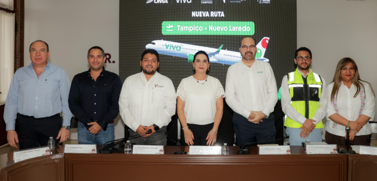 Mónica Villarreal fortalece conectividad con la nueva ruta aérea Tampico-Nuevo Laredo de Viva Aerobus